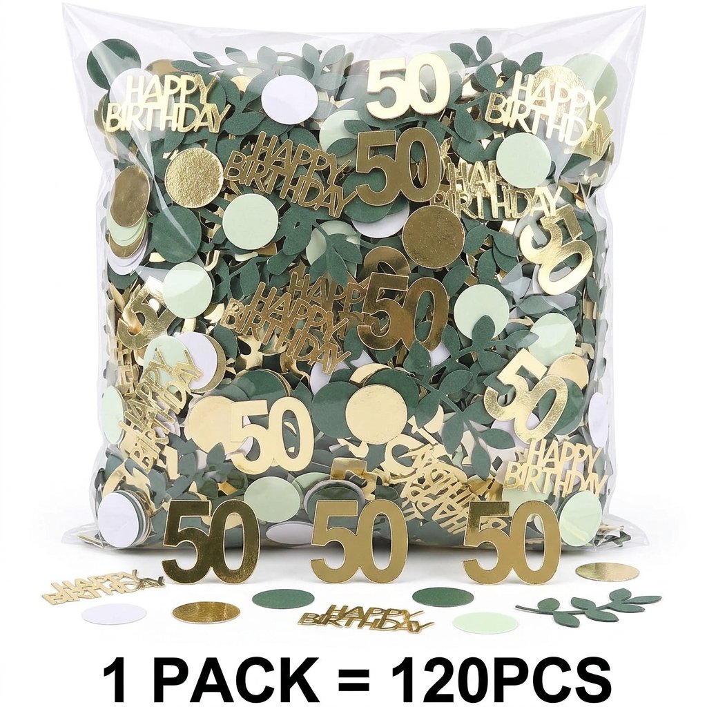 Table Number Gold - 120 Gold Number Birthday Confetti 16