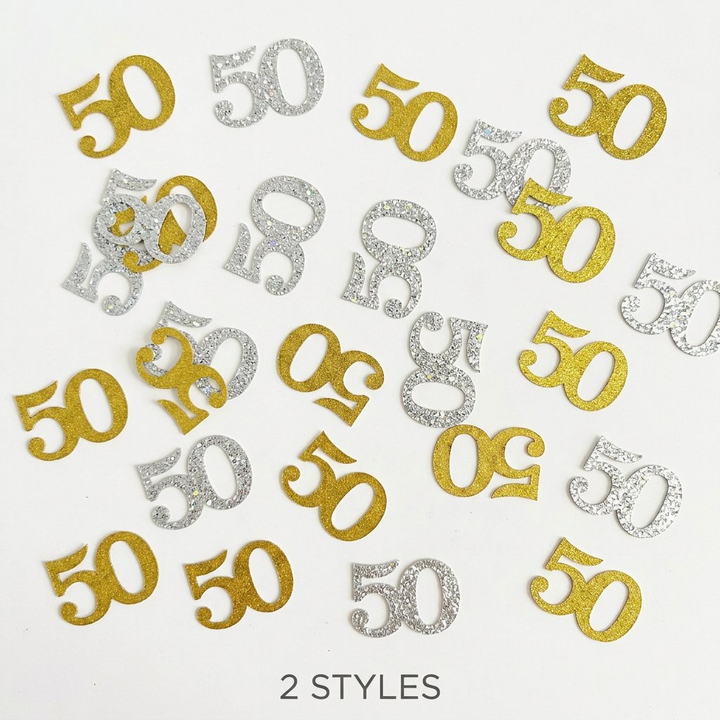 Table Number Gold - 120Pcs 50th Birthday Confetti Gold &