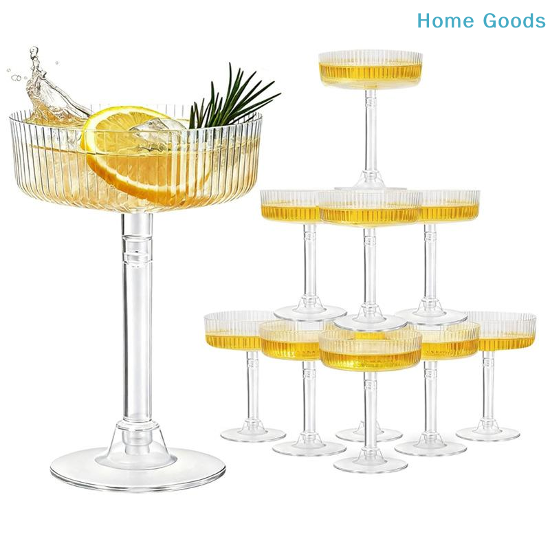 Champagne Tower Set - preferred10Pcs Reusable Clear Plastic Martini Glasses