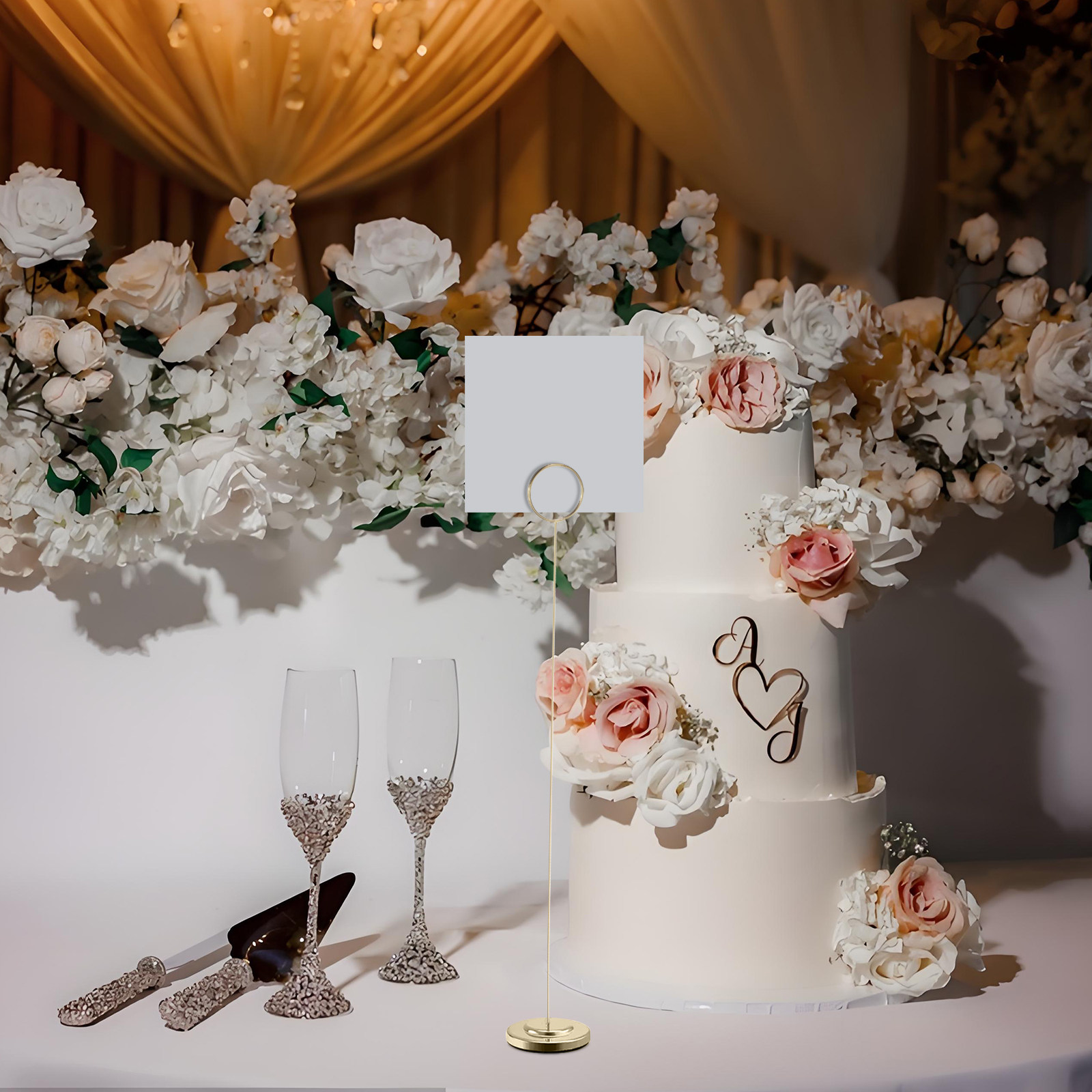 Table Number Gold - 30Pcs Gold Floral Card Holder Clips