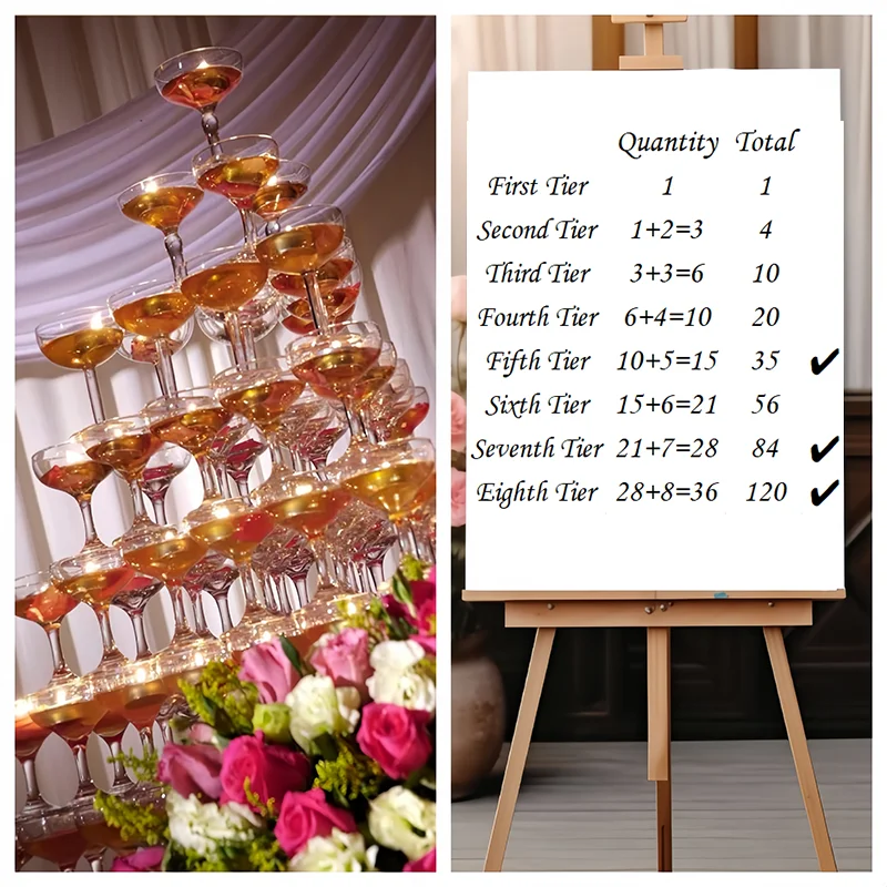 Champagne Tower Set - Clear Plastic Champagne Tower 5/7/8 Tier