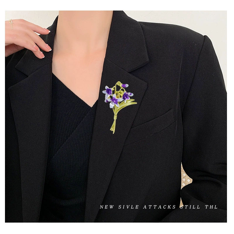 Blucome purple flower Brooch W - Suit Supply Wedding Party ulasan dan harga