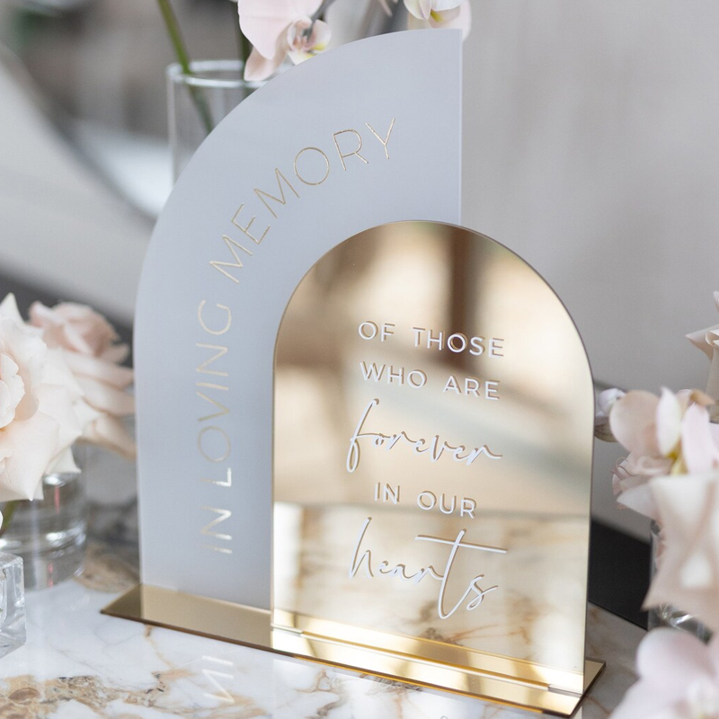 In Loving Memory Sign,Gold Mir - Table Number Gold ulasan dan harga