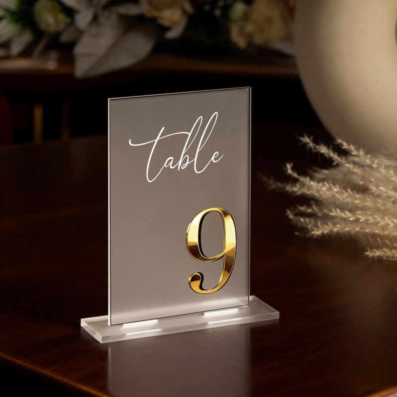 Acrylic Table Number Wedding T - Table Number Gold ulasan dan harga