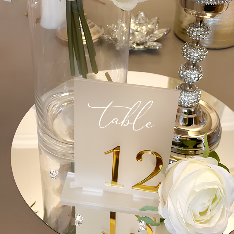 Acrylic Table Number Wedding T - Table Number Gold ulasan dan harga