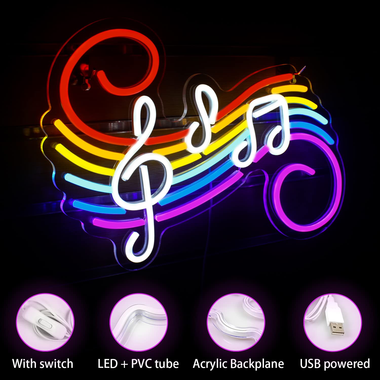 Music Notes Neon Sign Customiz - Wedding Led ulasan dan harga