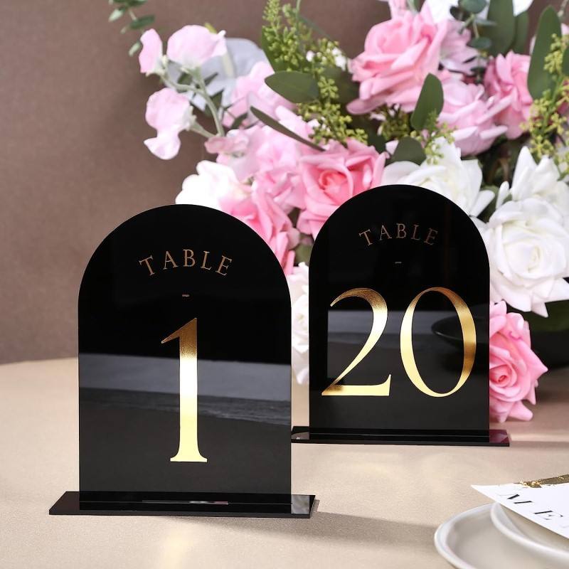 Arched Acrylic Table Numbers W - Table Number Gold ulasan dan harga