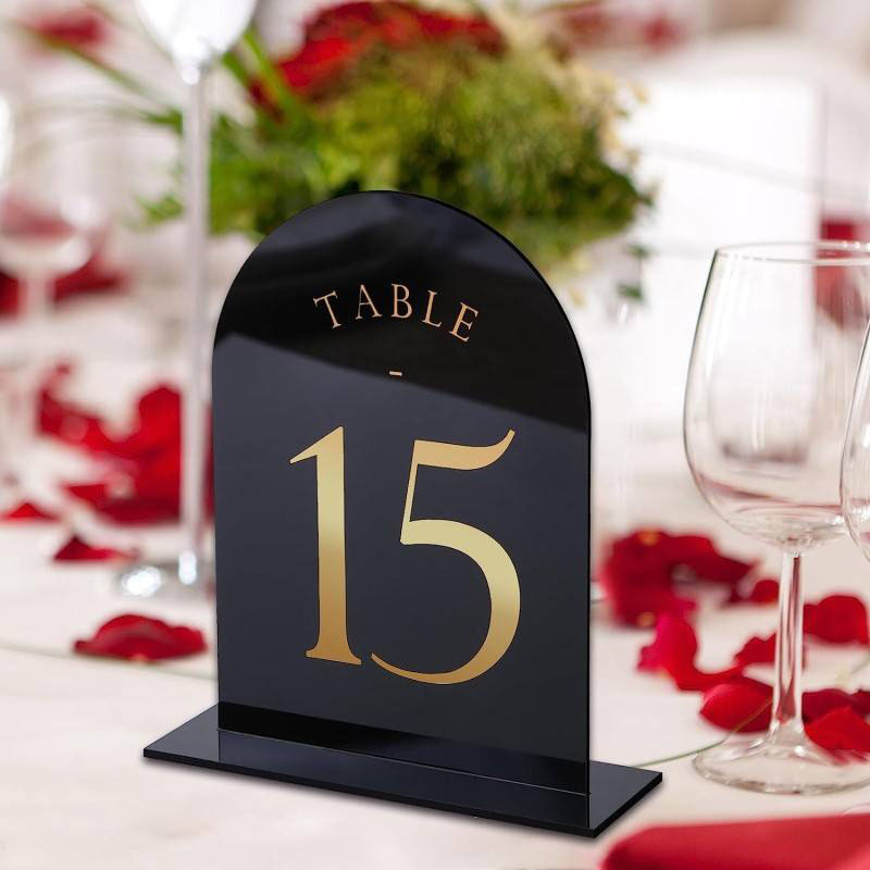 Arched Acrylic Table Numbers W - Table Number Gold ulasan dan harga