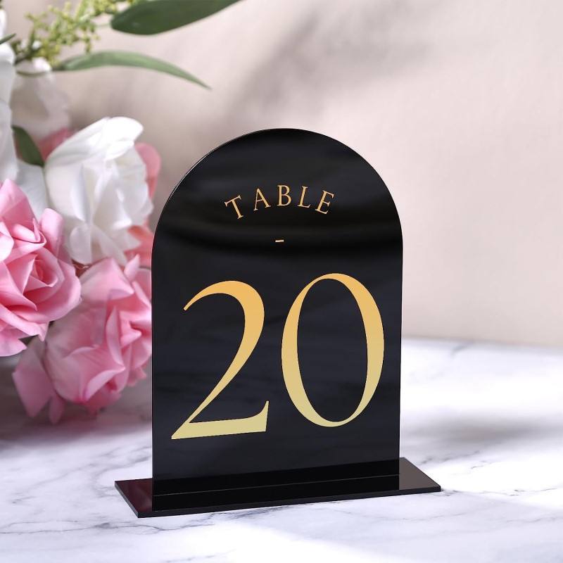 Arched Acrylic Table Numbers W - Table Number Gold ulasan dan harga