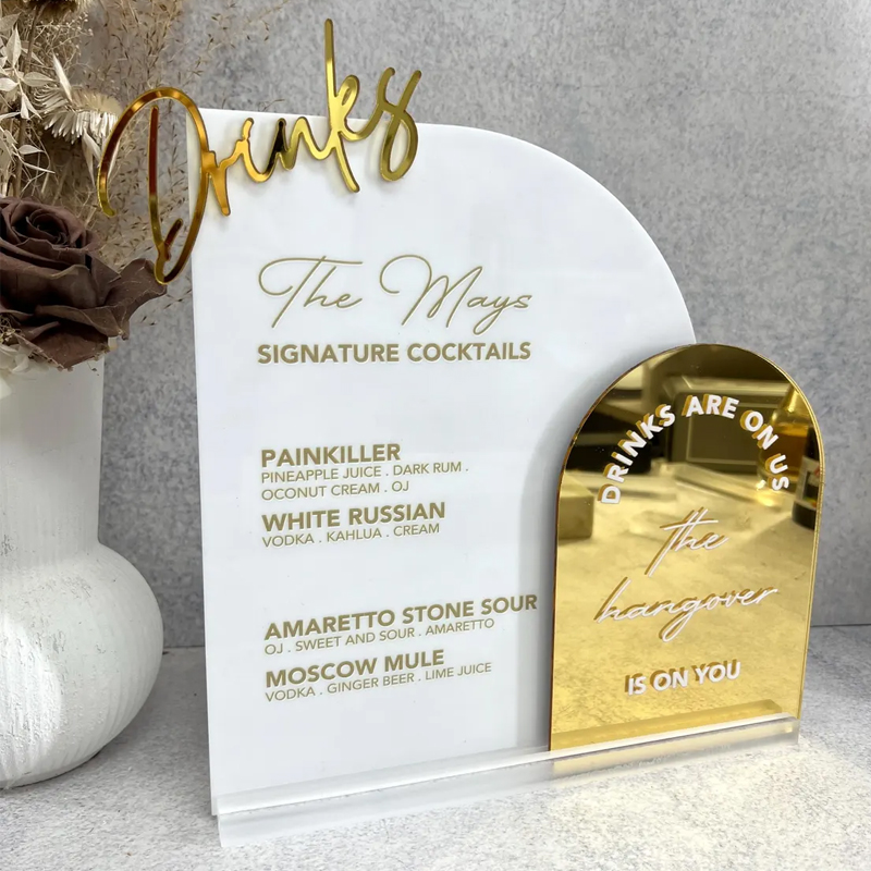 Custom Bar Menu with 3D Cutout - Table Number Gold ulasan dan harga