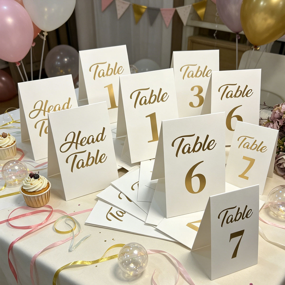 1set Gold Foil Wedding Table N - Table Number Gold ulasan dan harga