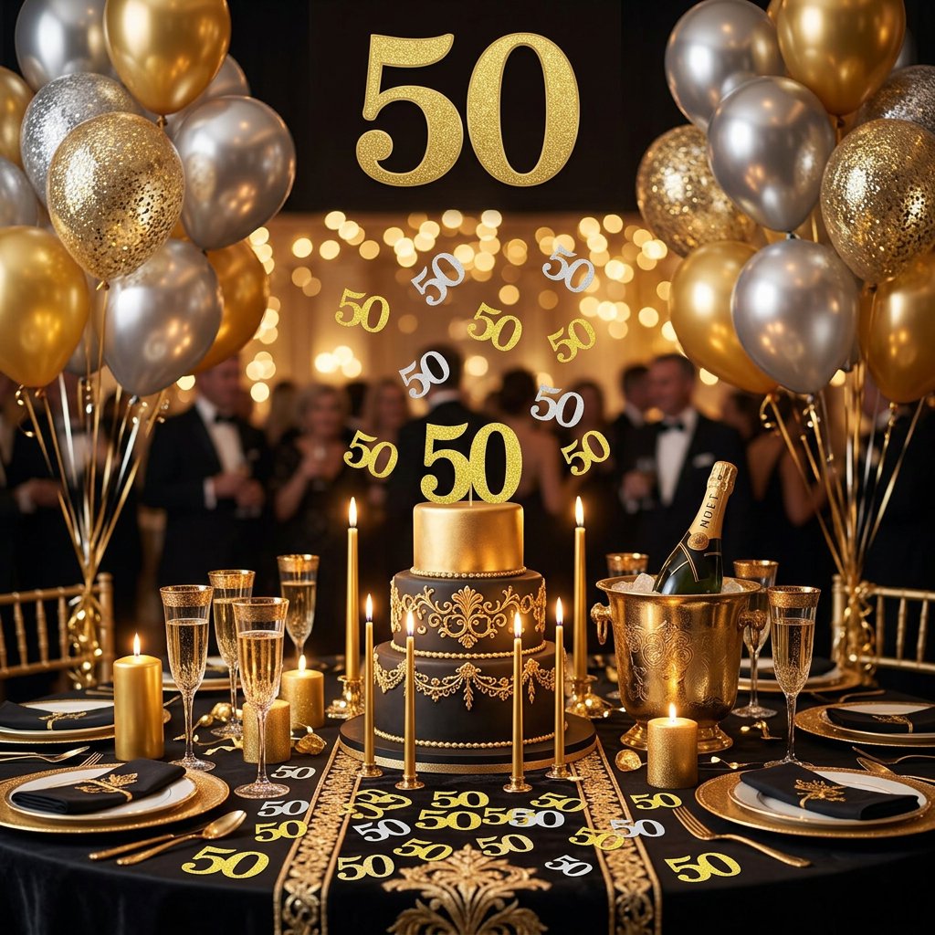 120Pcs 50th Birthday Confetti  - Table Number Gold ulasan dan harga