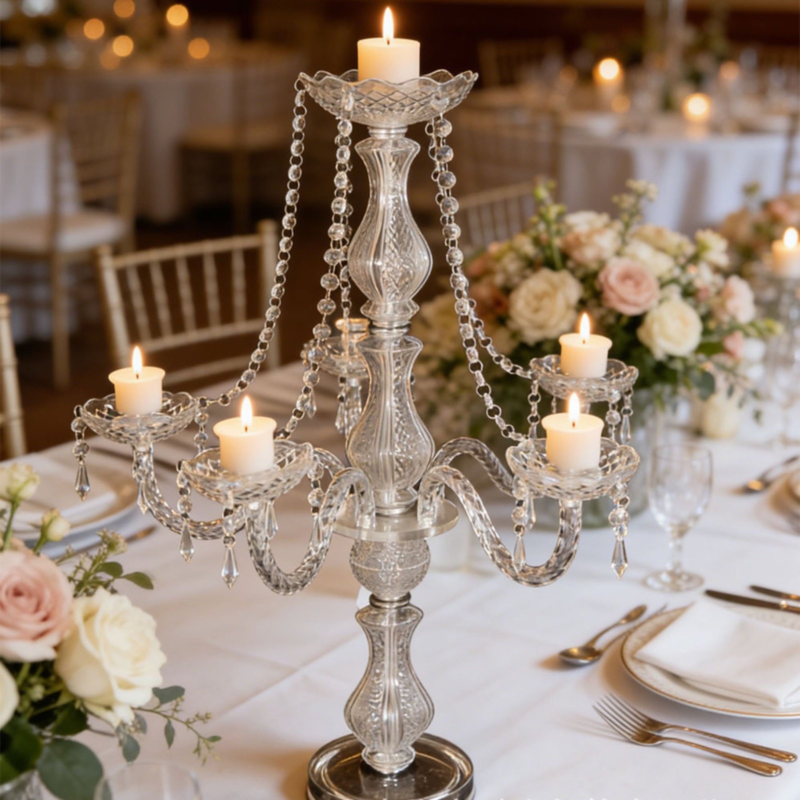 Crystal Candelabra Elegant Wed - Unity Candle Set ulasan dan harga