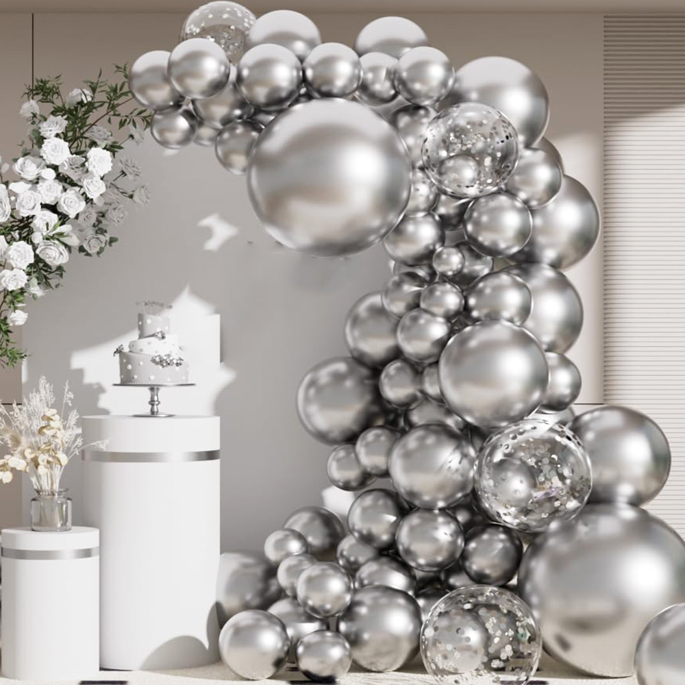 68Pcs Metallic Silver Balloons - Wedding Balloon Arch ulasan dan harga