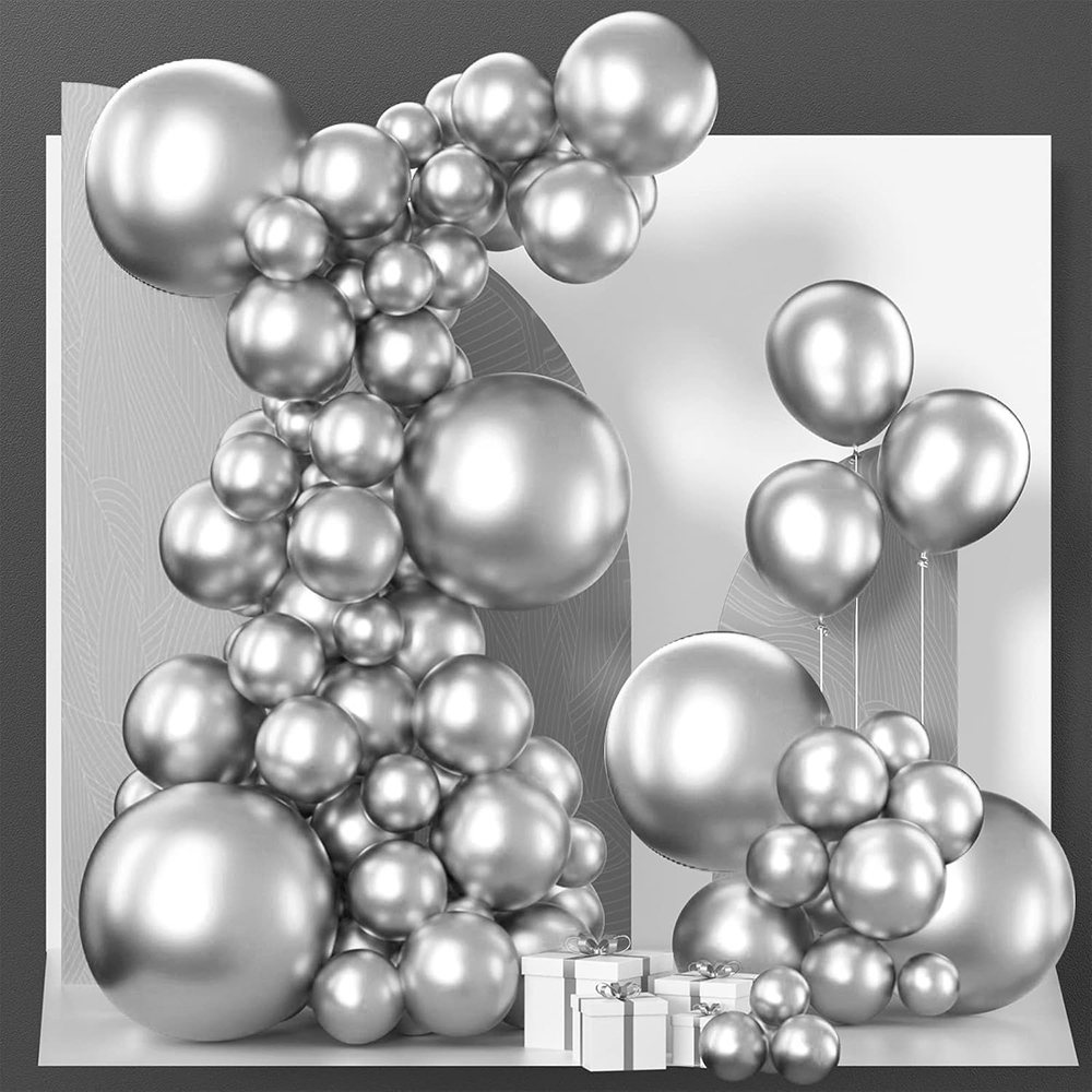68Pcs Metallic Silver Balloons - Wedding Balloon Arch ulasan dan harga