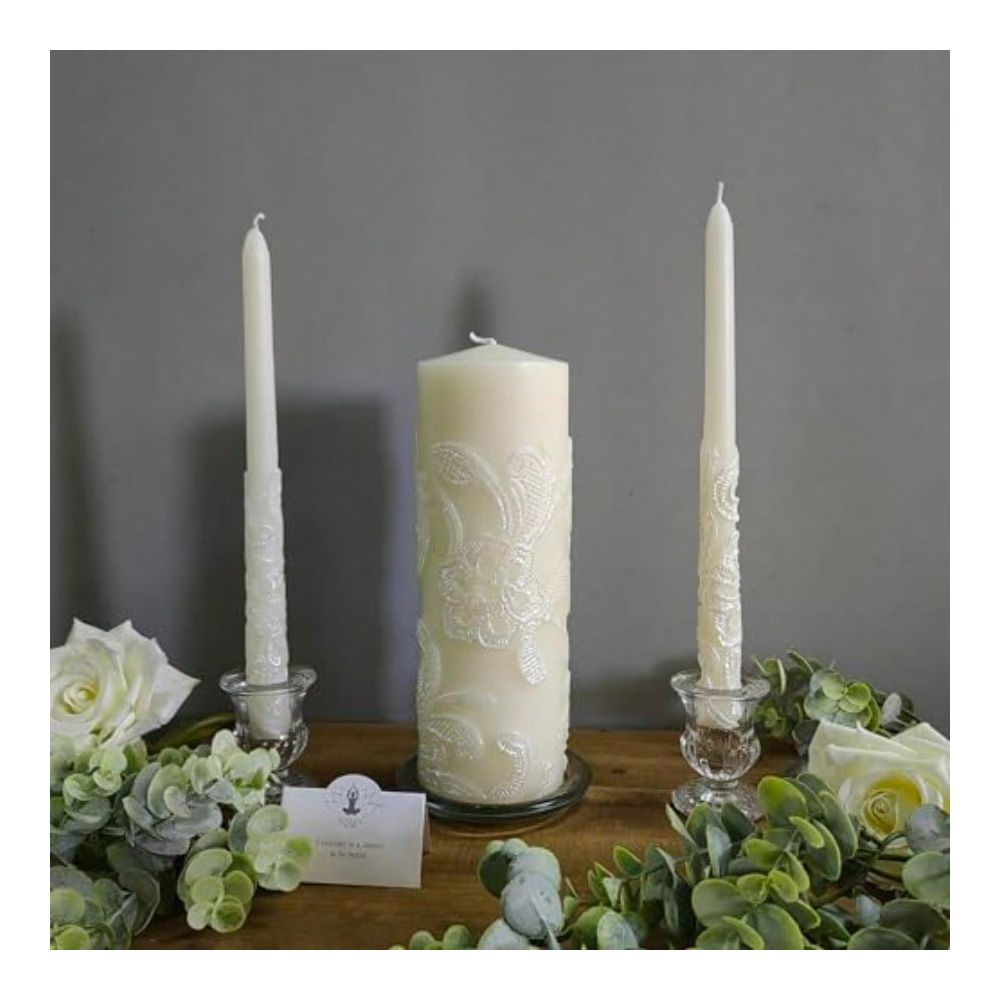 Inch High Cream Wedding Unity  - Unity Candle Set ulasan dan harga