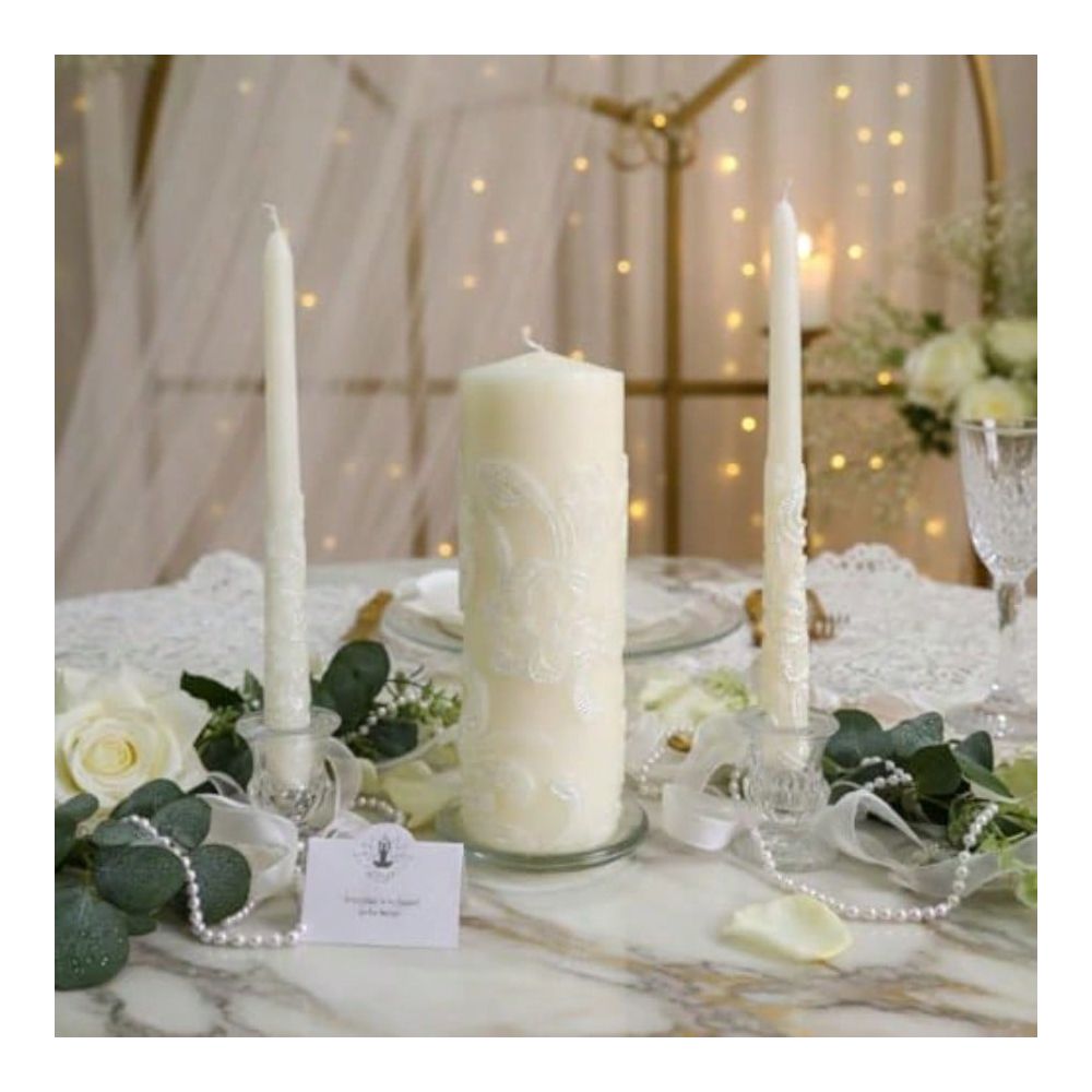Inch High Cream Wedding Unity  - Unity Candle Set ulasan dan harga