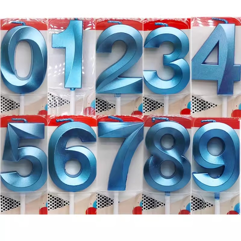 Blue Number Cake Candles 0 1 2 - Unity Candle Set ulasan dan harga
