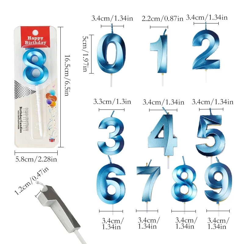 Blue Number Cake Candles 0 1 2 - Unity Candle Set ulasan dan harga