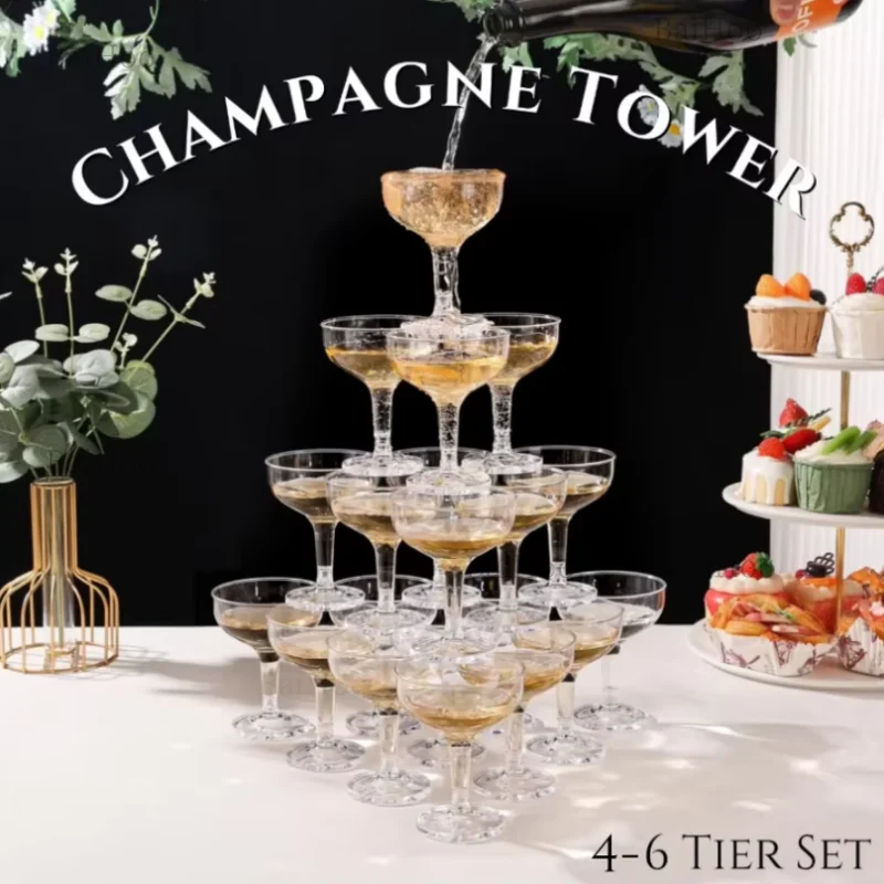 20-60PCS Acrylic Champagne Cou - Champagne Tower Set ulasan dan harga