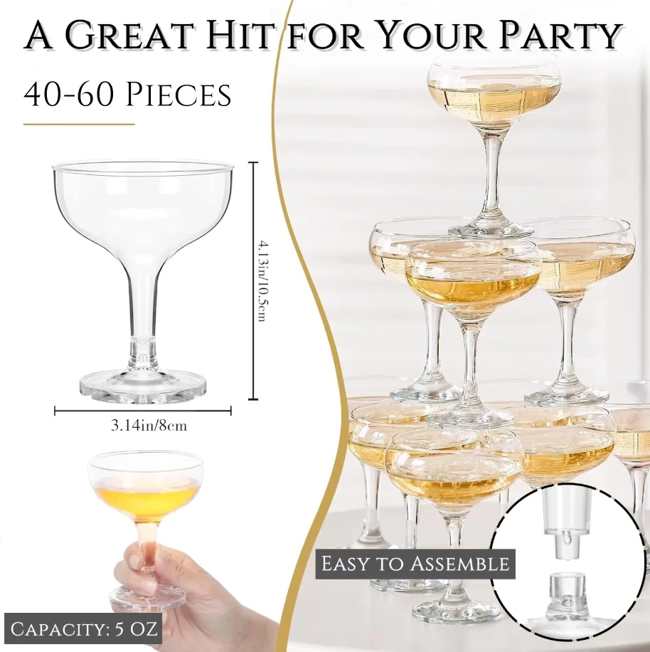 20-60PCS Acrylic Champagne Cou - Champagne Tower Set ulasan dan harga