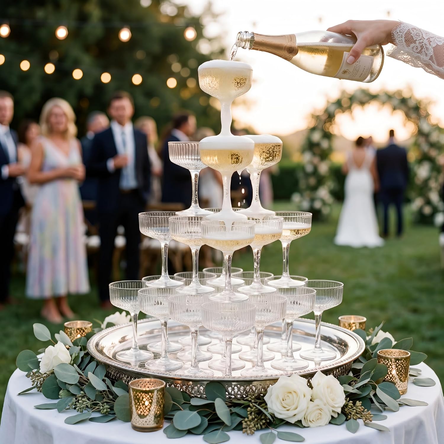 4-Tier 7oz Plastic Champagne F - Champagne Tower Set ulasan dan harga