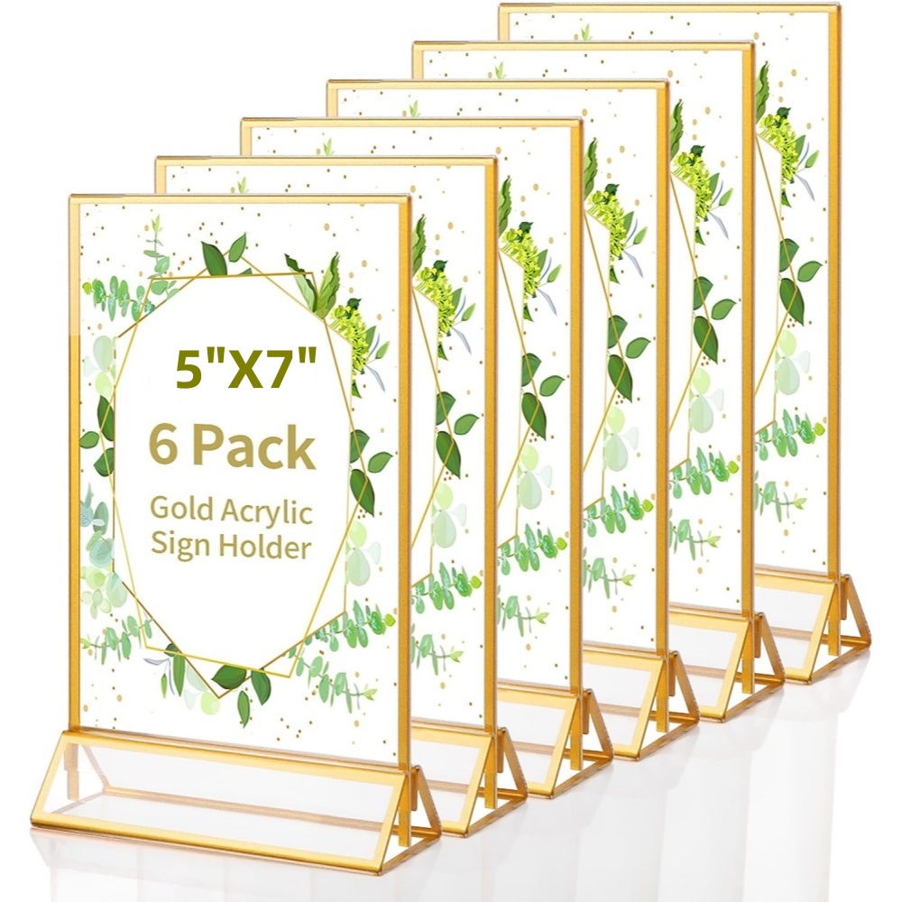 6Pack 5x7 Clear Acrylic Sign H - Table Number Gold ulasan dan harga