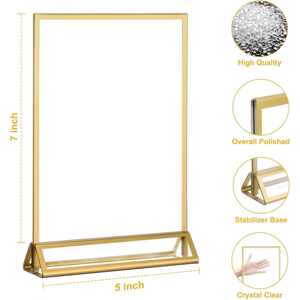 6Pack 5x7 Clear Acrylic Sign H - Table Number Gold ulasan dan harga
