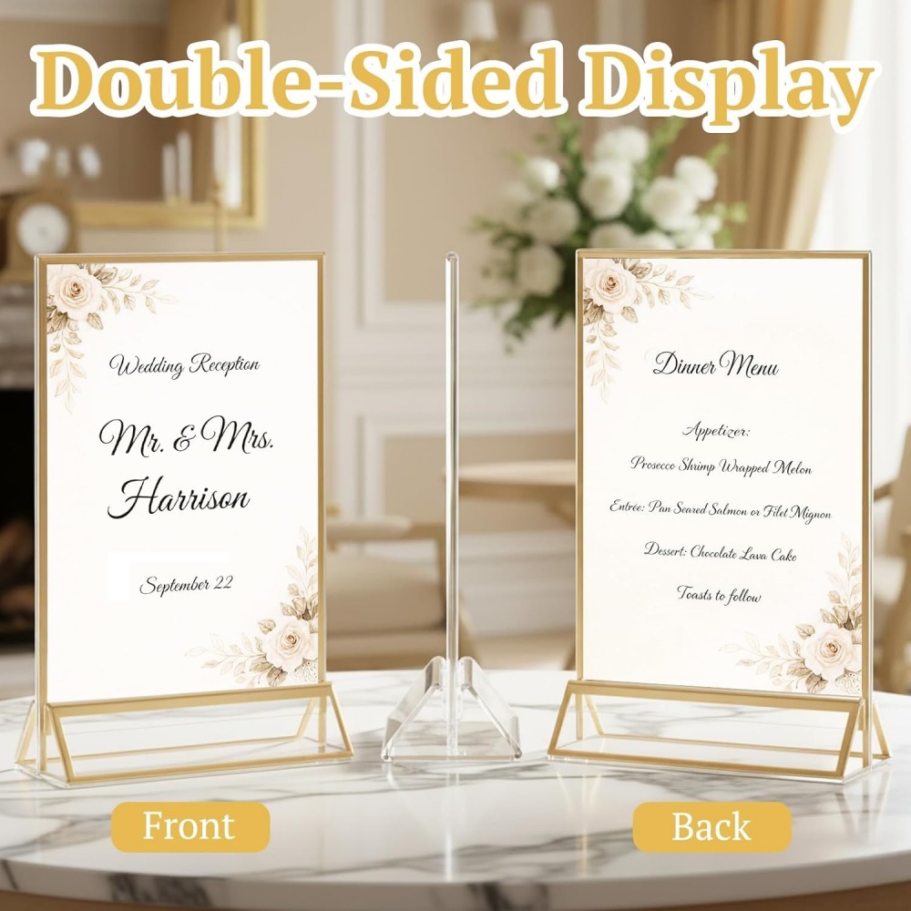 6Pack 5x7 Clear Acrylic Sign H - Table Number Gold ulasan dan harga