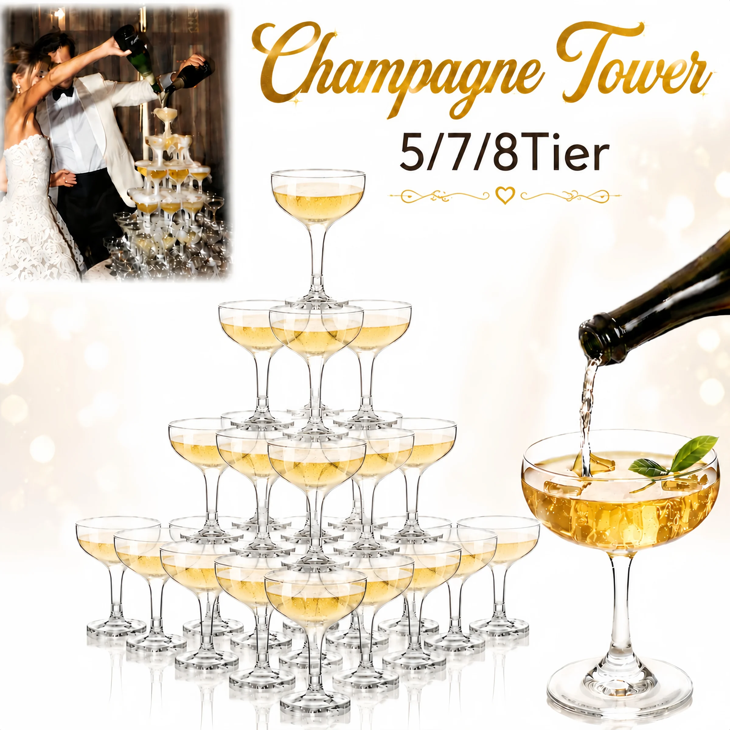 Clear Plastic Champagne Tower  - Champagne Tower Set ulasan dan harga