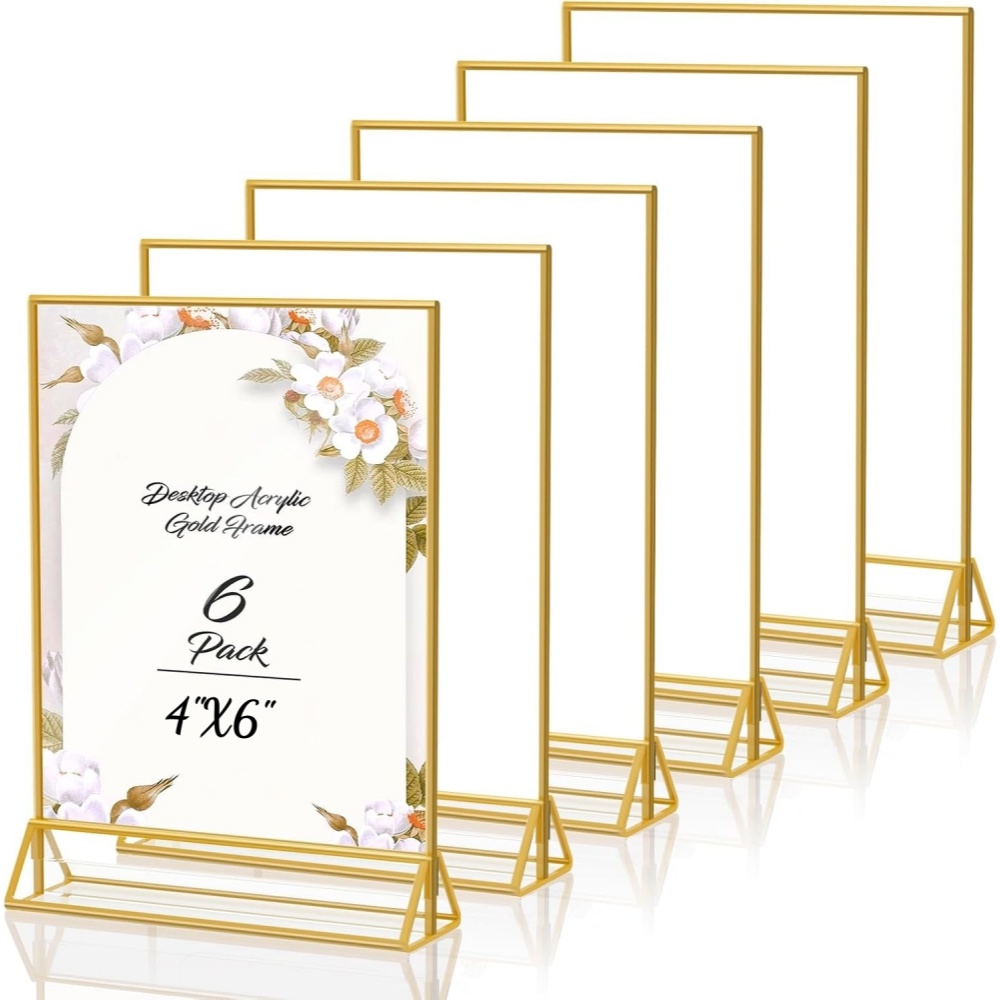 6 Pack Gold 4x6 Acrylic Pictur - Table Number Gold ulasan dan harga