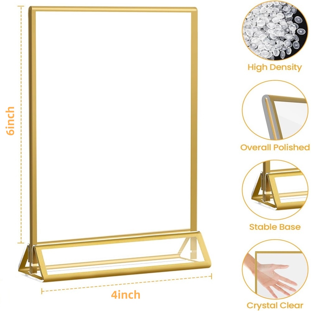 6 Pack Gold 4x6 Acrylic Pictur - Table Number Gold ulasan dan harga