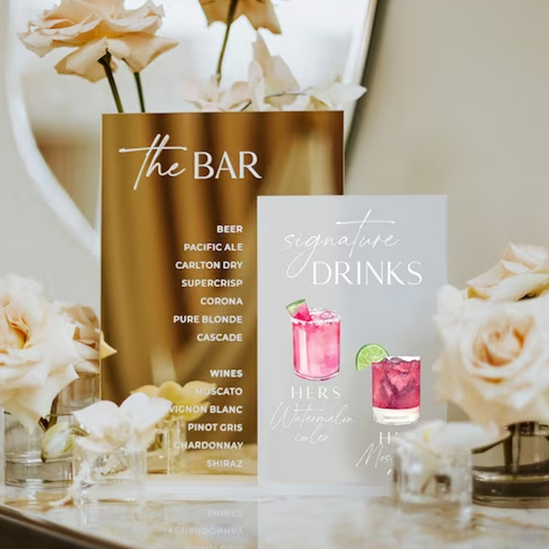 Signature Drink Sign,His and H - Table Number Gold ulasan dan harga