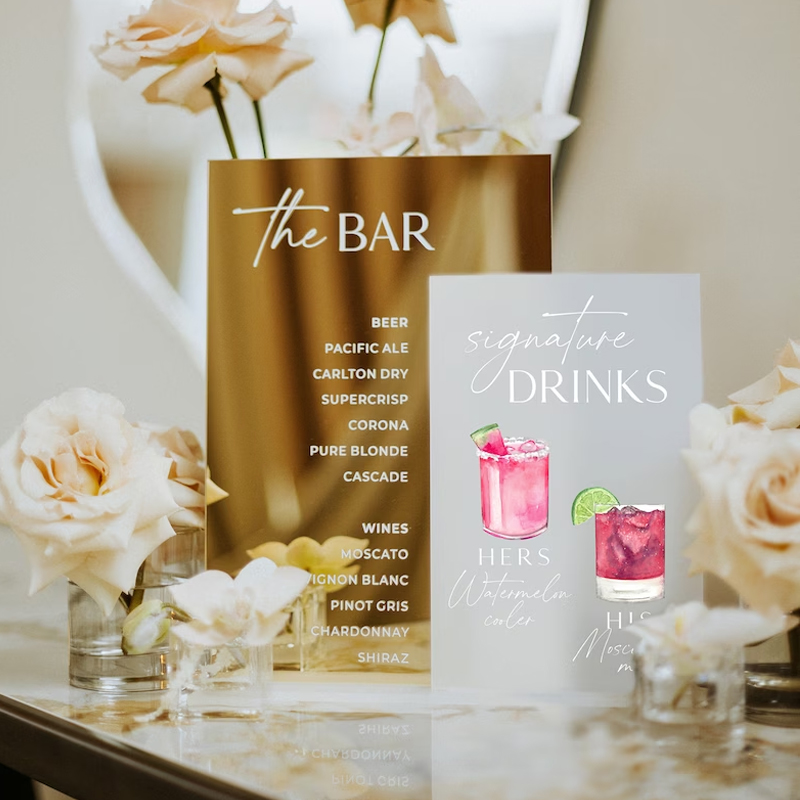 Signature Drink Sign,His and H - Table Number Gold ulasan dan harga